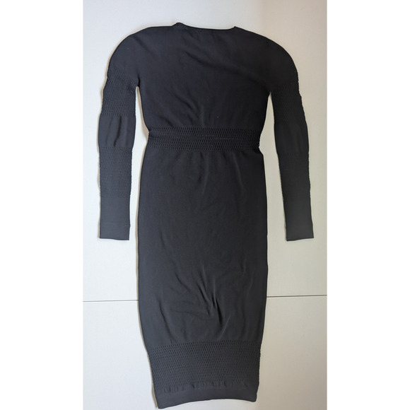 McQ BY ALEXANDER MCQUEEN Long-sleeve Mesh BODY-CON DRESS Sz XS/S Black #FC501 - Picture 7 of 13